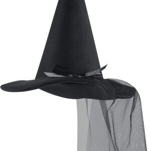 Halloween Black Mesh Hat, Wicked Hat with Lace Veils for Women, Halloween Costum